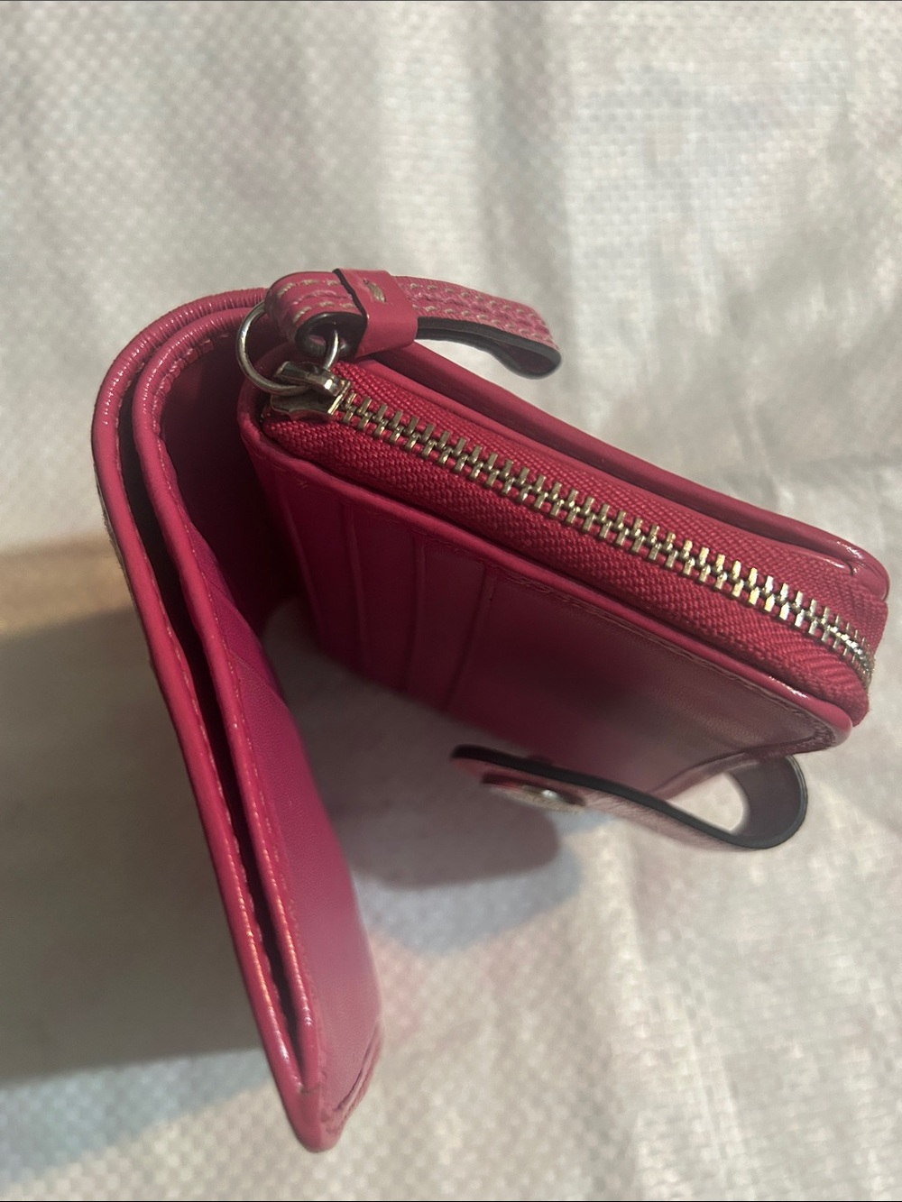 Coach Brown Signature Canvas Wallet with Pink Leather Trim vintage Y2K - Picture 4 of 6